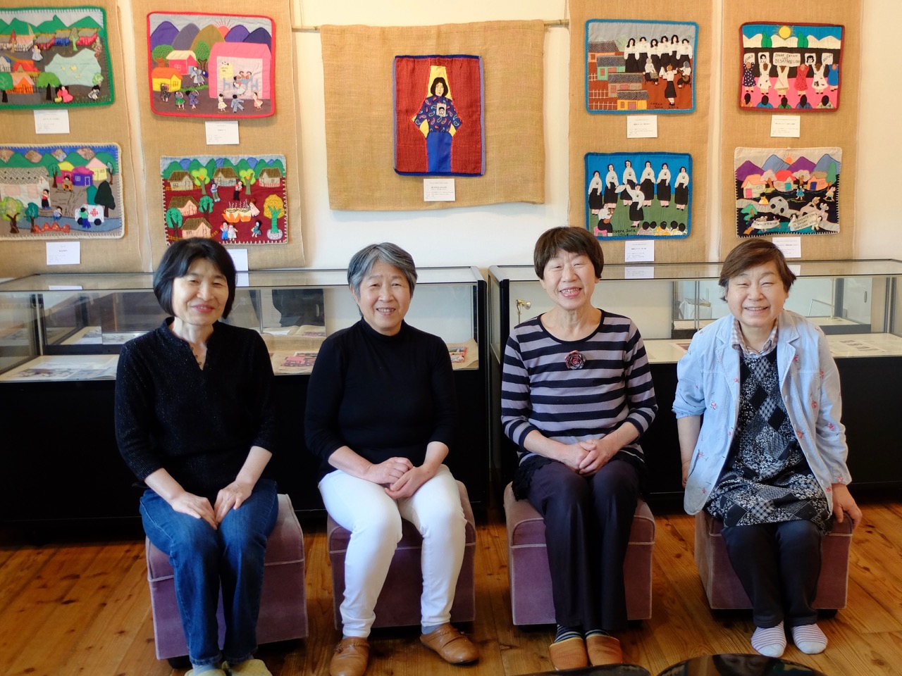 The Oshima Hakko Museum team who completed the setting up of the exhibition. (Photo: Tomomitsu Oshima)