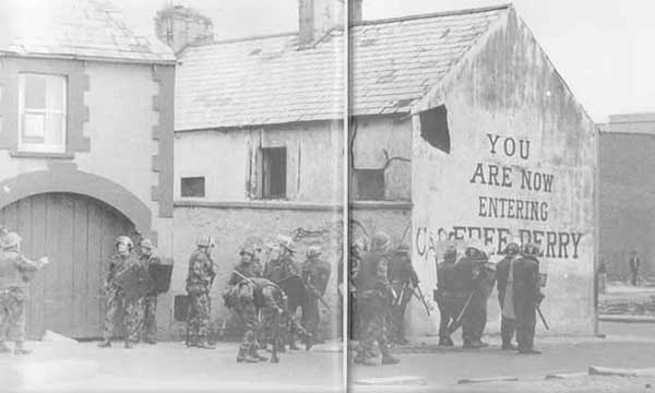 Scenes around Free Derry Corner before it became a free standing monument