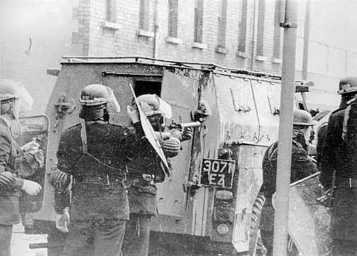 Photograph of RUC officers during a riot