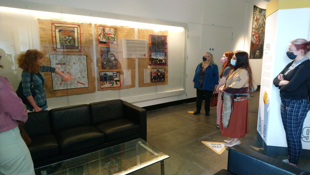 Breege Doherty, Conflict Textiles giving an overview of the seven textiles on display at Ulster Museum as part of the 