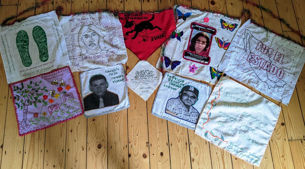 'Embroidered Pañuelos / Handkerchiefs - Chile, Colombia and Mexico', Relatives of the disappeared in Chile, Colombia and Mexico. (Photo: Eva Gonzalez)