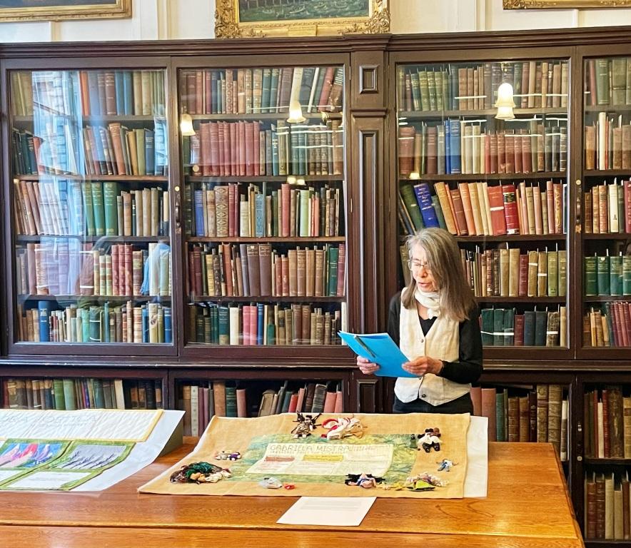 Conflict Textiles curator Roberta Bacic at the Linen hall Library (Photo: Lauren Dempster)