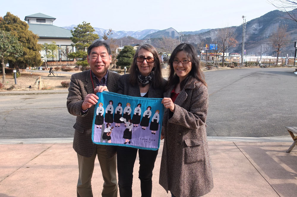 L-R: Tomomitsu Oshima, M.D. Director Oshima Hakko Museum; Roberta Bacic, Curator; Dr. Tomoko Sakai, Lecturer, Tohoku Gakuin University; (February 2013).