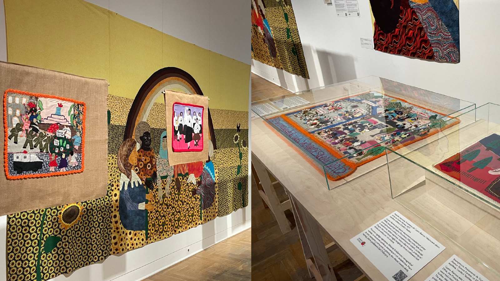Overview of Conflict Textiles arpilleras on display (photos by Conflict Textiles archive)