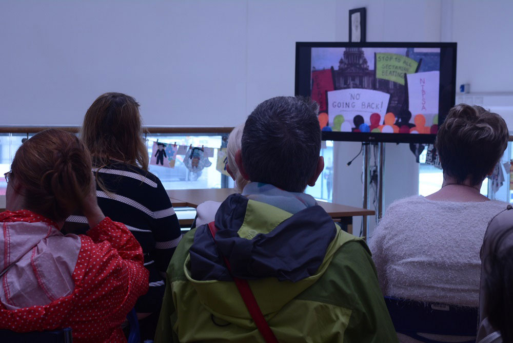 Participants viewing the film 