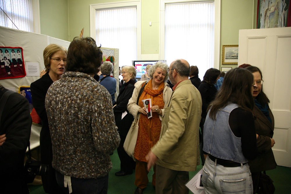 People in conversation at the exhibition launch on 8th February, 2008. (Photo: Martin Melaugh)